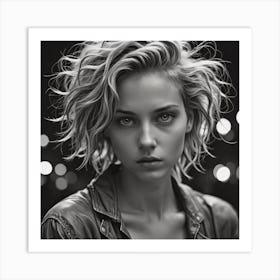 Black And White Portrait Of A Woman Art Print