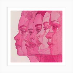 Line Of Women'S Faces Art Print