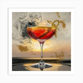 Cocktail At Sunset Art Print