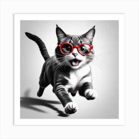 Cat With Glasses 1 Art Print