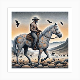 Cowboy On Horseback 2 Art Print