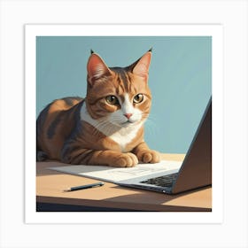 Graphic Design Sneaky Cat Art 0 Art Print