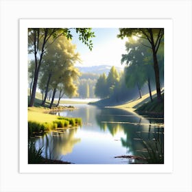 Lake In The Forest 2 Art Print