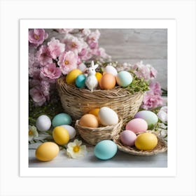 Easter Eggs In A Basket 5 Art Print