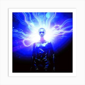 Cyborg in Lighning Art Print