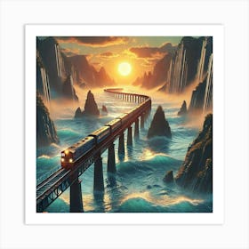 Train Crossing The Ocean 1 Art Print