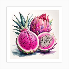 Dragon Fruit Watercolor Illustration Art Print