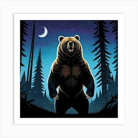 Roaring Grizzly Bear Art Print