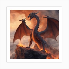 Dragon On Fire Art Print