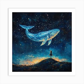 Whale In The Starry Night Sky 3 Art Print