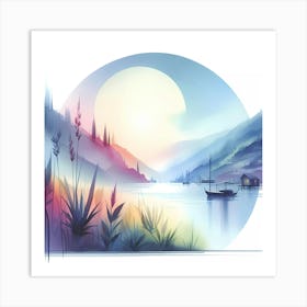 Watercolor Landscape Painting 22 Art Print