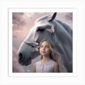 Girl And A Horse 9 Art Print