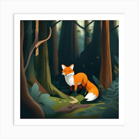 Fox In The Forest 18 Art Print