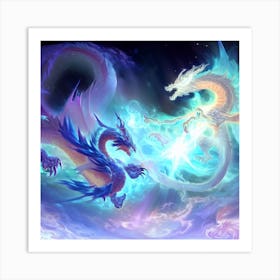 Two Dragons Fighting 16 Art Print