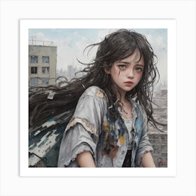 Girl With Long Hair Art Print