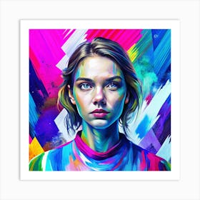 Girl With Colorful Paint Art Print