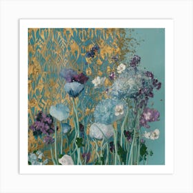 Klimts Would Love These Flowers Light Blue (2) 1 Art Print