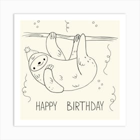 Happy Birthday Sloth Art Print