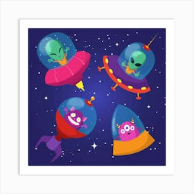Aliens In Space Art Print