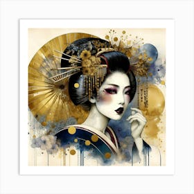 Japan Traditional Geisha Illustration By Ad 36 Art Print