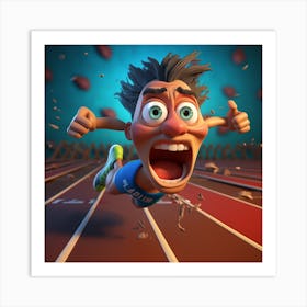 Athlete Running On The Track Art Print