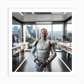 Robot Man In Office Art Print