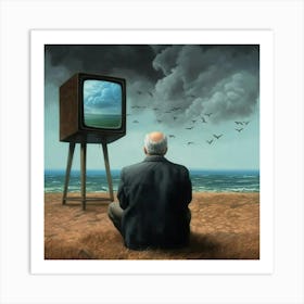 Tv On The Beach Art Print