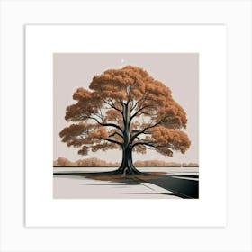 Large Tree With Orange Leaves Art Print