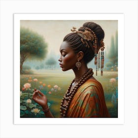 Woman In A Garden Art Print