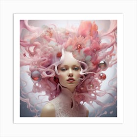 Girl With Pink Hair Art Print