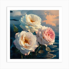 Sunset Roses Art Print