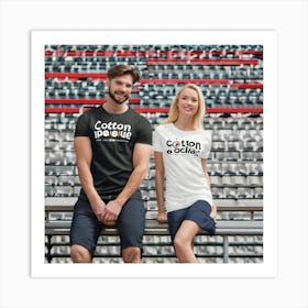 Couple Sitting On Bleachers Art Print