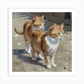 Cats on a walk Art Print