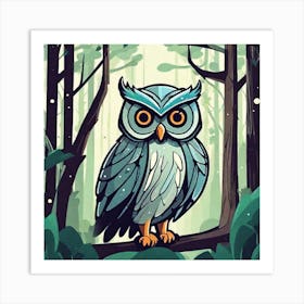 Owl In The Forest 105 Art Print