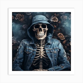 Skeleton With Roses Art Print