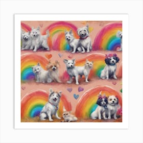 Rainbow Dogs Rainbow Love Pets ( Bohemian Design ) Art Print