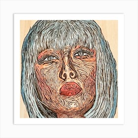 Blue Hair Portrait Art Print