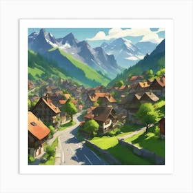 Village In The Mountains 1 Art Print