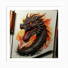 Dragon In Flames 1 Art Print