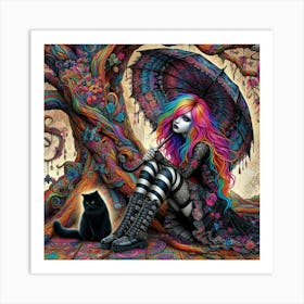 Girl With An Umbrella 1 Art Print