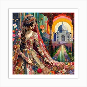 Indian Bride in the style of collage inspired Art Print