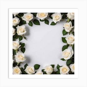 White Roses Frame 2 Art Print