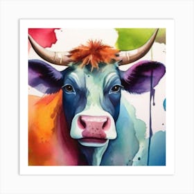 Colorful Cow Art Print