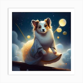 Corgi in the sky Art Print