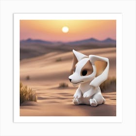 Dog In The Desert Art Print