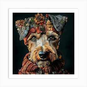 Christmas Airedale 7 Art Print