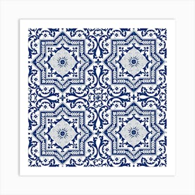 Classic Cobalt Blue Azulejo Large Panel Art Print
