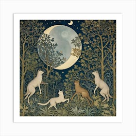 William Morris Print Night Forest Moon Poster Vintage 3 1 Art Print