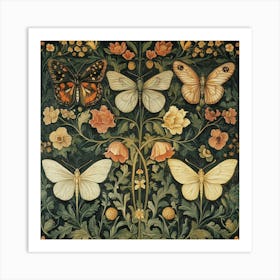 Butterflies And Flowers Art Art Print