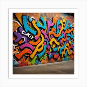 Urban Expression: Brick Wall Graffiti Art Print